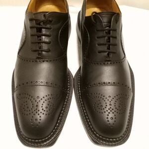 Mezlan "MERIDA" Black Leather  Lace Up Chiseled Cap Toe Oxford Dress Shoes